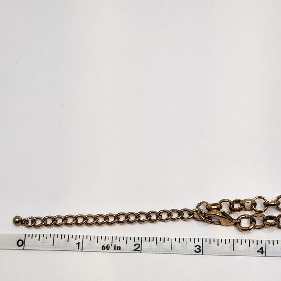 Art Deco Style Green Rhinestone Statement Necklace Gold Tone Costume Jewelry - Picture 6 of 6